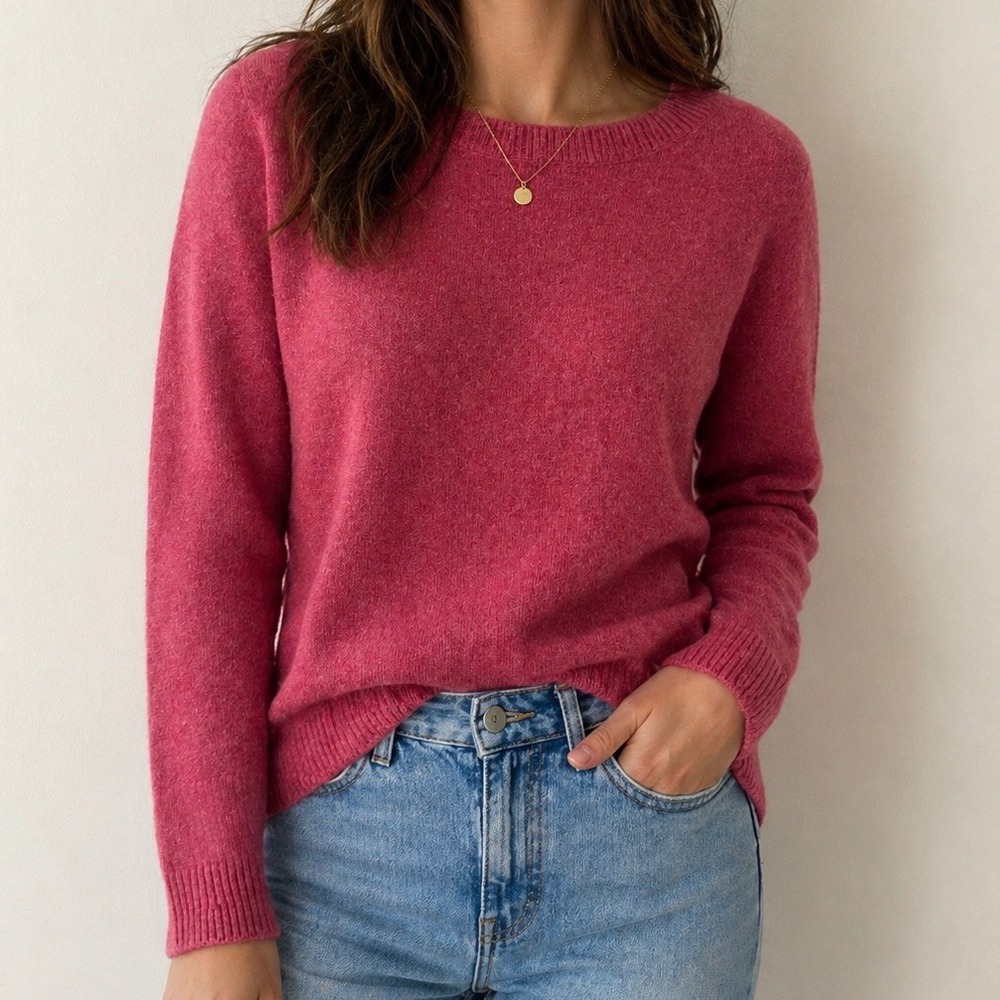 LOFT Womens Pink Marled Boat Neck Long Sleeve Pullover Sweater XS Side Slits